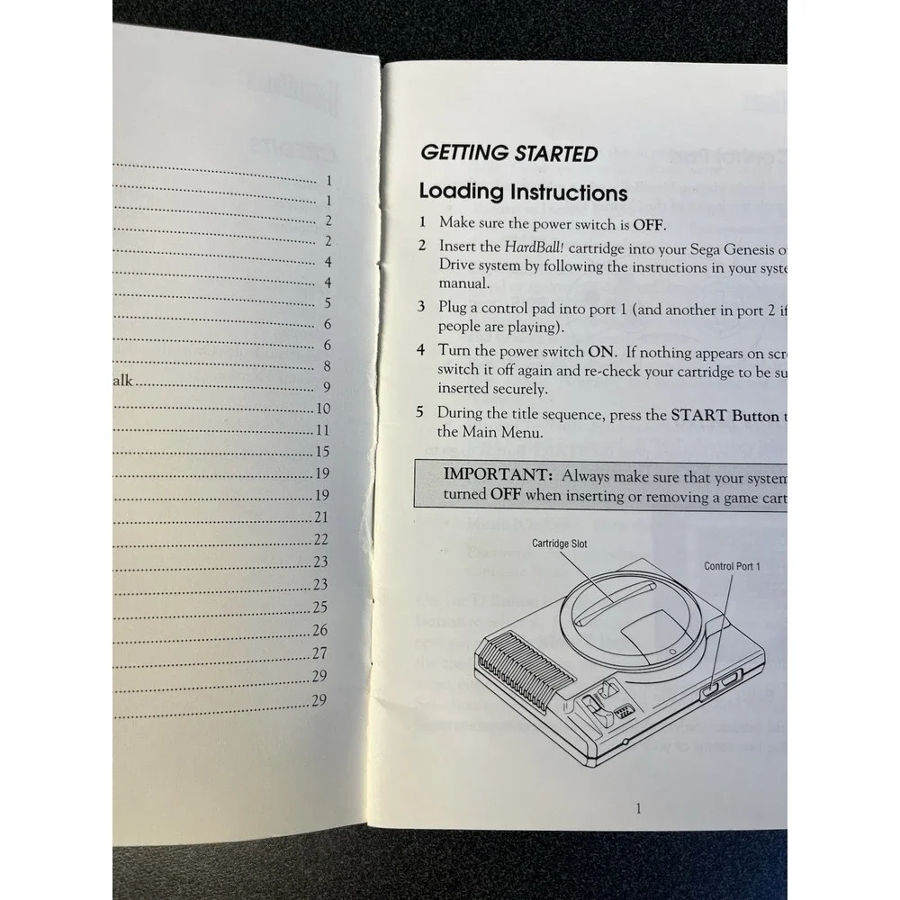 Hardball Sega Genesis and Mega Drive Systems Instruction Manual Booklet Only